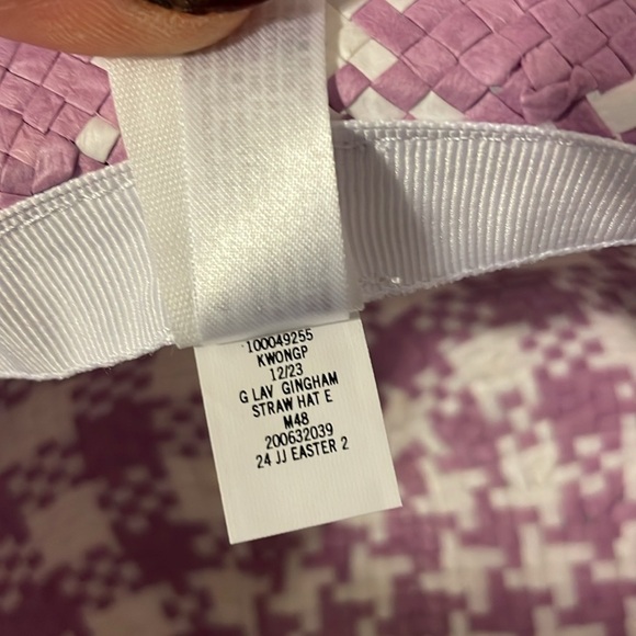 Janie and Jack Lavender Gingham Straw Sun Hat size 4-5 years - Picture 7 of 14